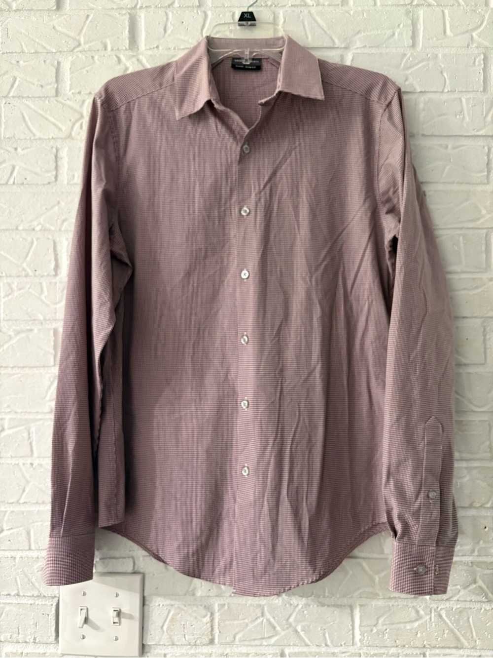 Men's Classic Button-Down Shirt in Soft Red Mini Plaid 14-14.5/32-33